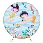 Ocean-Themed Seabed Round Backdrop For Underwater Party Adventure