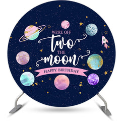 Lofaris Off Two The Moon Galaxy Round 2nd Birthday Backdrop