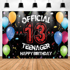 Lofaris Offical Ribbons Balloons Teenager 13th Birthday Backdrop
