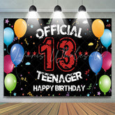 Lofaris Offical Ribbons Balloons Teenager 13th Birthday Backdrop