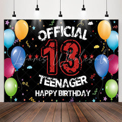 Lofaris Offical Ribbons Balloons Teenager 13th Birthday Backdrop
