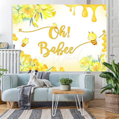 Lofaris Oh Babee Yellow Floral Baby Shower Backdrop for Decoration