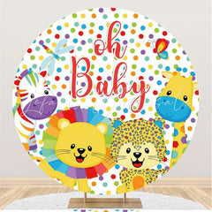 Lofaris Oh Baby Animals Colorful Dots Shower Round Backdrops