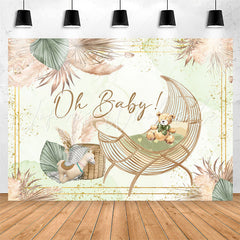 Lofaris Oh Baby Boho Cradle Bulrush Gender Reveal Backdrop