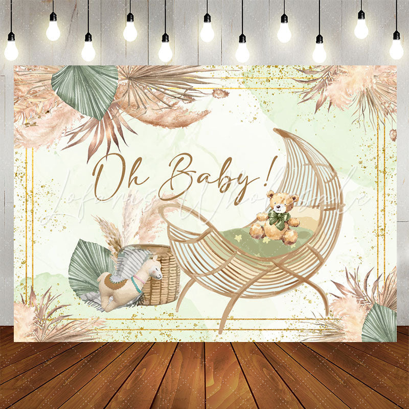 Lofaris Oh Baby Boho Cradle Bulrush Gender Reveal Backdrop