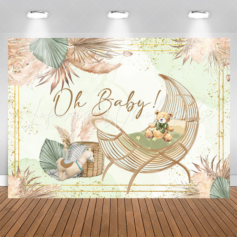 Lofaris Oh Baby Boho Cradle Bulrush Gender Reveal Backdrop