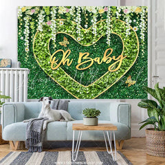 Lofaris Oh Baby Floral Greeny Heart Gender Reveal Banner