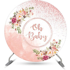 Lofaris Oh Baby Floral Round Gender Reveal Backdrop For Girl