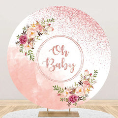 Lofaris Oh Baby Floral Round Gender Reveal Backdrop For Girl