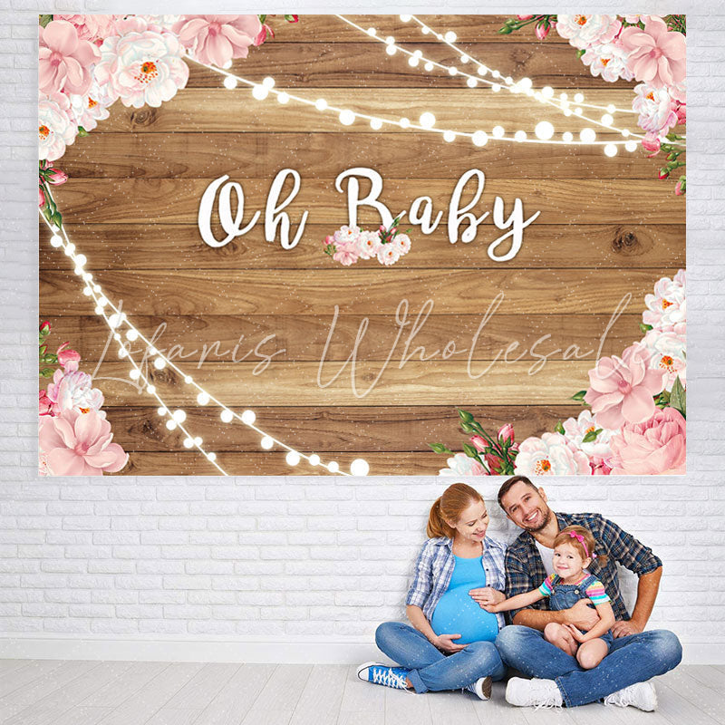 Lofaris Oh Baby Flower Wooden Shower Backdrop For Girl