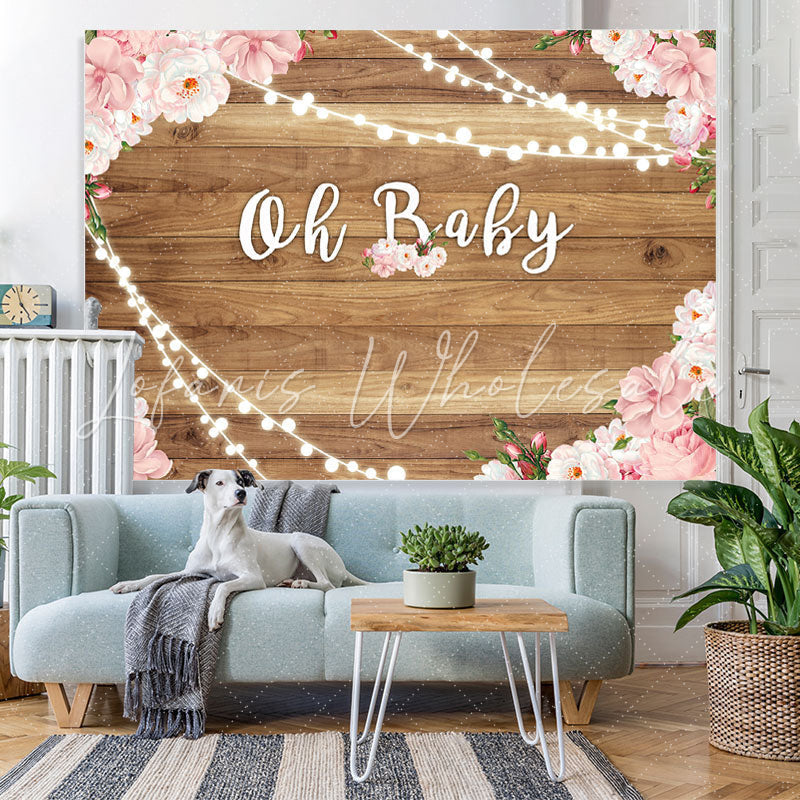 Lofaris Oh Baby Flower Wooden Shower Backdrop For Girl