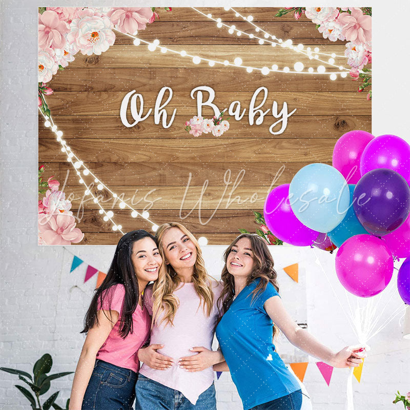 Lofaris Oh Baby Flower Wooden Shower Backdrop For Girl