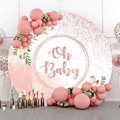 Lofaris Oh Baby Glitter Pink Flower Shower Circle Backdrop