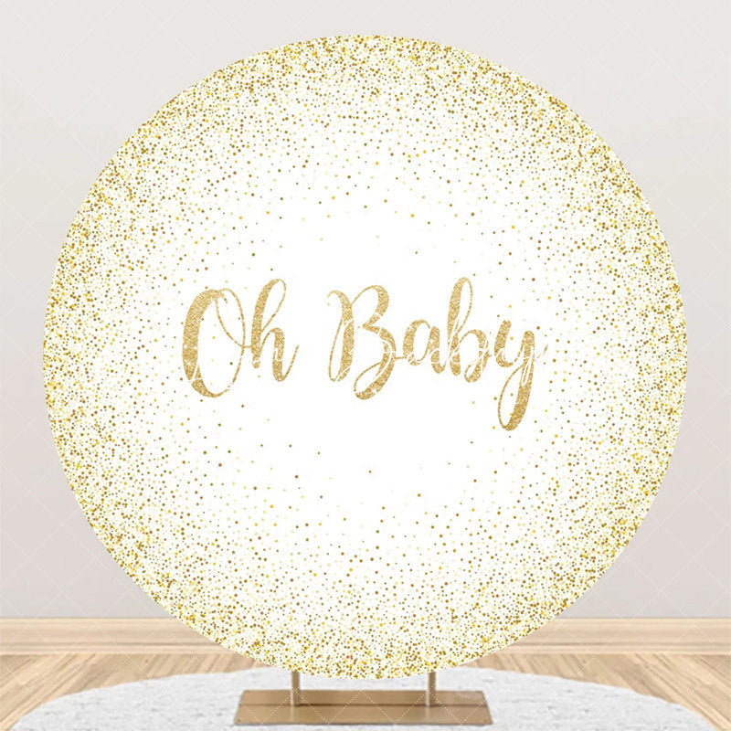 Lofaris Oh Baby Gold White Round Backdrop For Gender Reveal