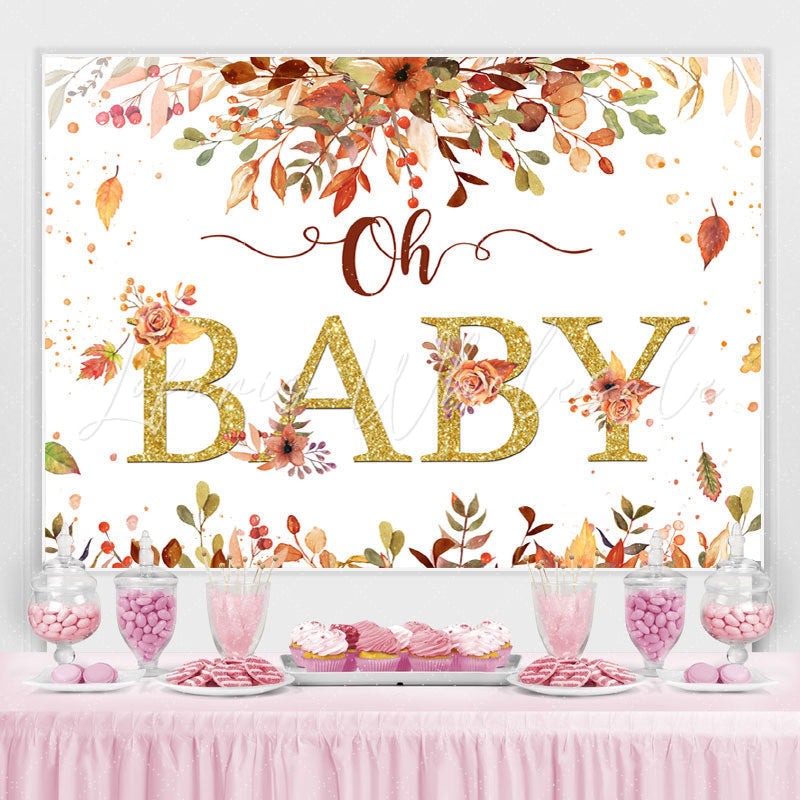 Lofaris Oh Baby Gold Yellow Leaves Autumn Shower Backdrop