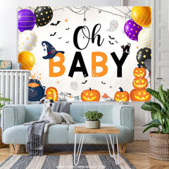 Lofaris Oh Baby Halloween Balloons Boo Shower Backdrop