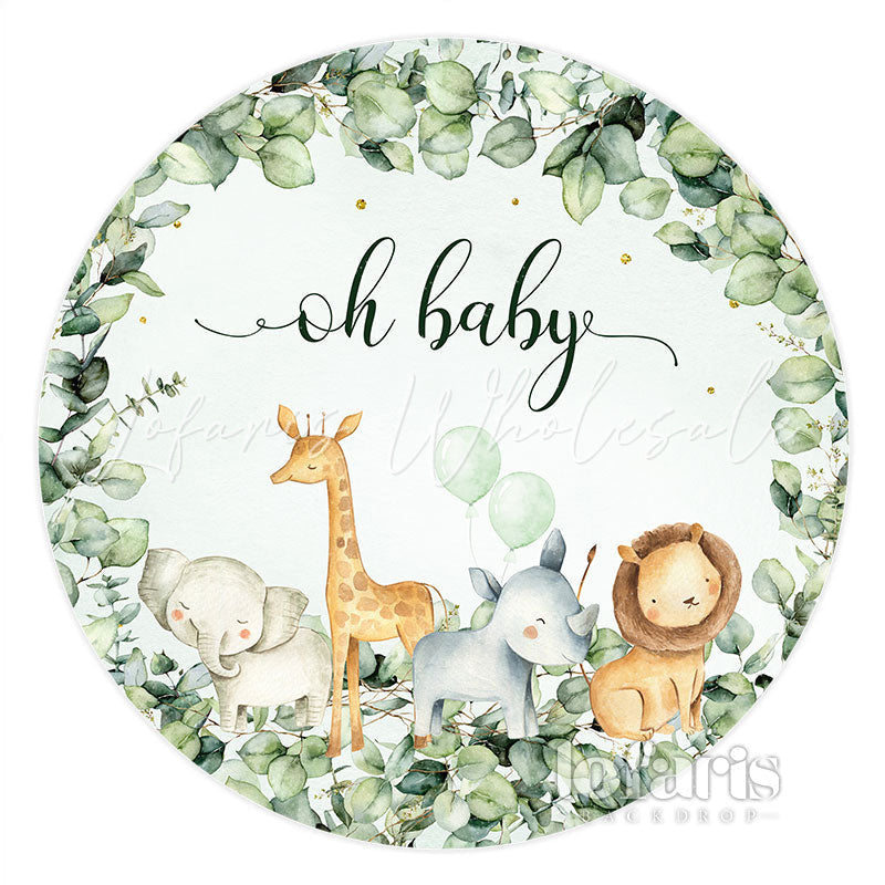Lofaris Oh Baby Jungle Animal Theme Shower Circle Backdrop