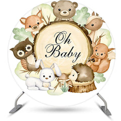 Lofaris Oh Baby Lovely Animals Tree Stump Round Backdrop