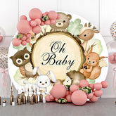Lofaris Oh Baby Lovely Animals Tree Stump Round Backdrop