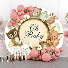 Lofaris Oh Baby Lovely Animals Tree Stump Round Backdrop