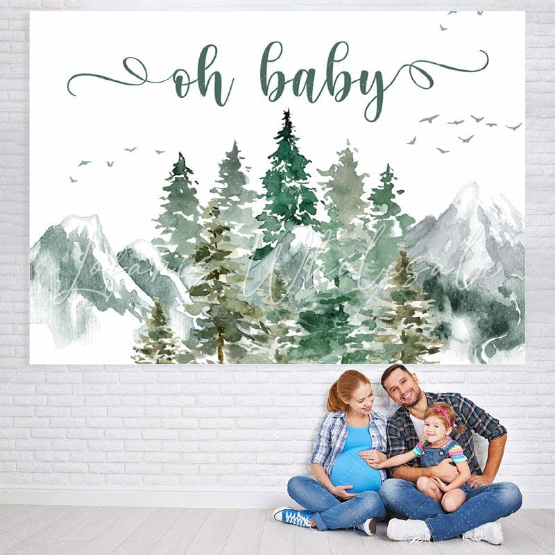 Lofaris Oh Baby Mountain and Pine Tree Shower Backdrop