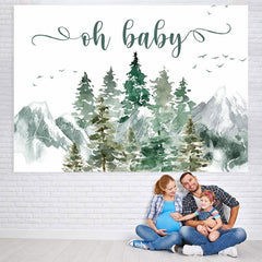 Lofaris Oh Baby Mountain and Pine Tree Shower Backdrop