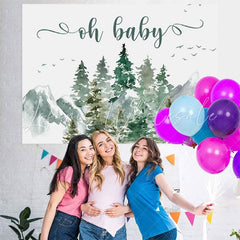 Lofaris Oh Baby Mountain and Pine Tree Shower Backdrop