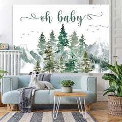 Lofaris Oh Baby Mountain and Pine Tree Shower Backdrop