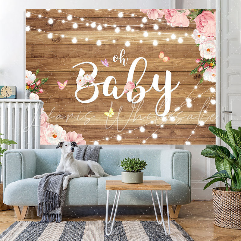 Lofaris Oh Baby Pink and White Flower Shower Backdrop