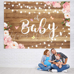 Lofaris Oh Baby Pink and White Flower Shower Backdrop