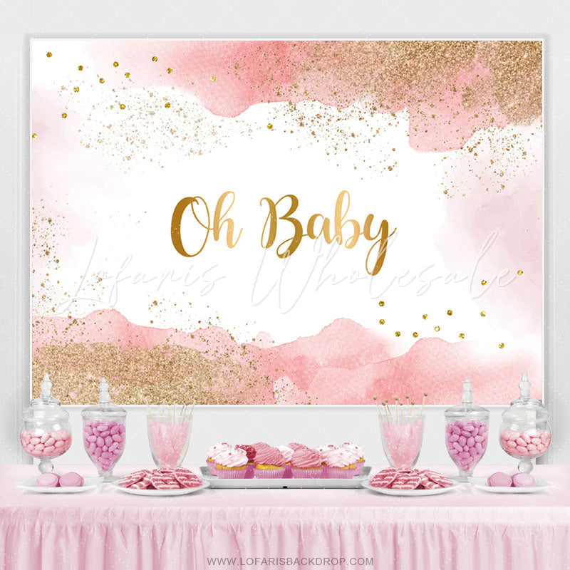 Lofaris Oh Baby Pink Glitter Boho Gender Reveal Backdrop