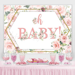 Lofaris Oh Baby Pink Roses and Golden Shower Backdrop