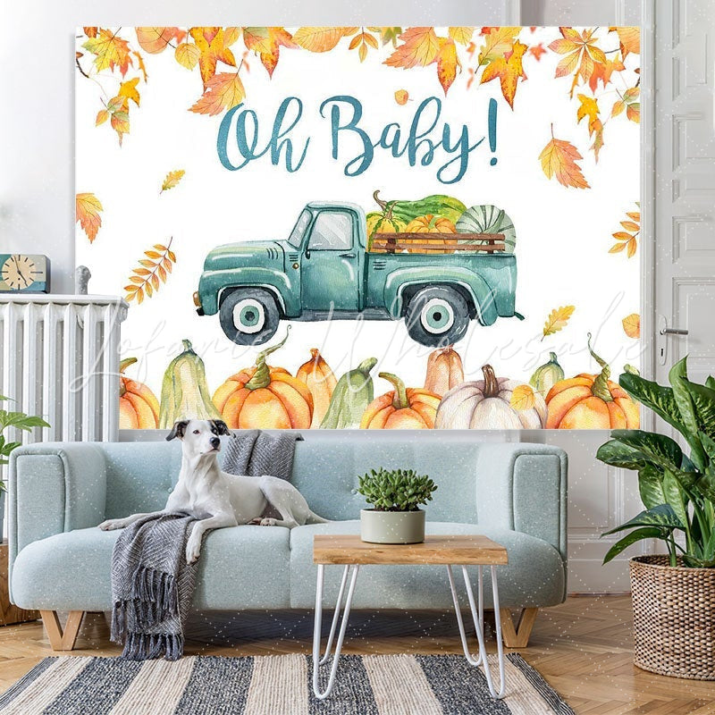 Lofaris Oh Baby!pumpkin truck Baby shower Photoshoot backdrop