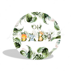 Oh Baby Safari Birthday Party Round Backdrop Cover Plinth Cylinder Pedestal Cover