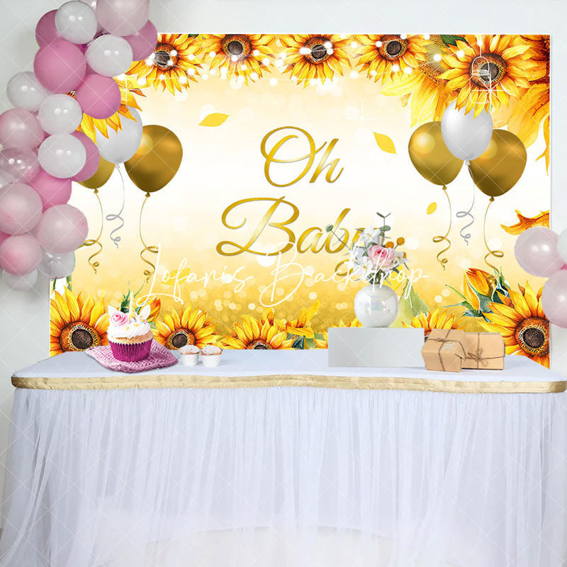 Lofaris Oh Baby Sunflower Balloons Gender Reveal Backdrop