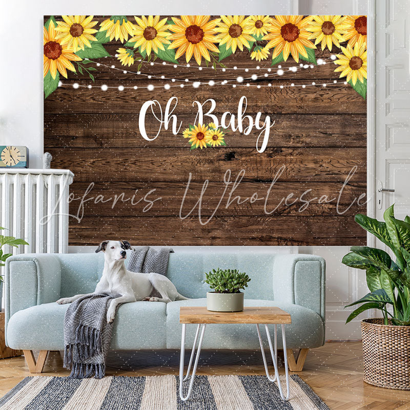 Lofaris Oh Baby Wooden Sunflower Lights Shower Backdrop
