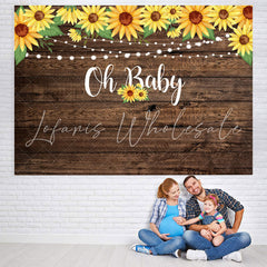 Lofaris Oh Baby Wooden Sunflower Lights Shower Backdrop