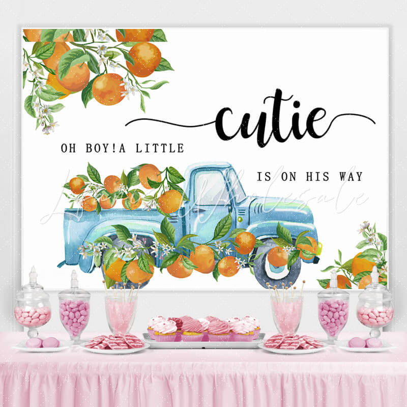 Lofaris Oh Boy A Little Cutie Is On His Way Baby Shower Backdrop