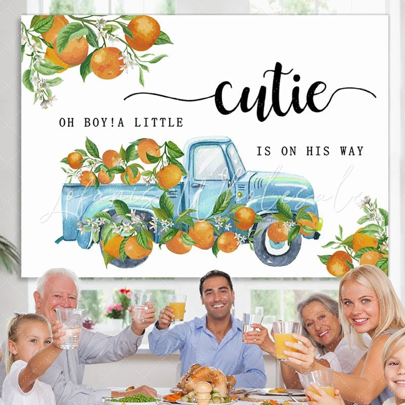 Lofaris Oh Boy A Little Cutie Is On His Way Baby Shower Backdrop