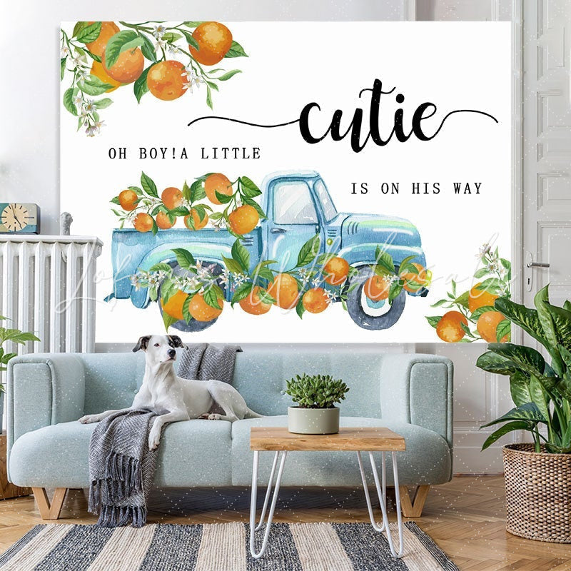 Lofaris Oh Boy A Little Cutie Is On His Way Baby Shower Backdrop