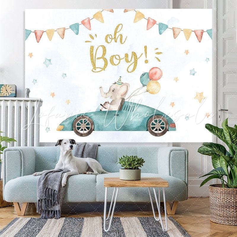 Lofaris Oh Boy Balloon Elephant Baby Shower Photo Backdrop