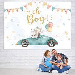 Lofaris Oh Boy Balloon Elephant Baby Shower Photo Backdrop