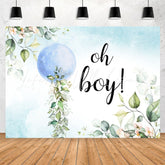 Lofaris Oh Boy Blue Ball Leaves Baby Shower Backdrop For Party