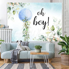 Lofaris Oh Boy Blue Ball Leaves Baby Shower Backdrop For Party
