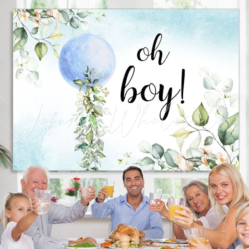 Lofaris Oh Boy Blue Ball Leaves Baby Shower Backdrop For Party