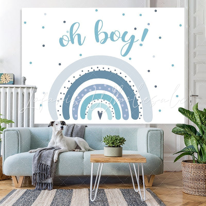 Lofaris Oh Boy Blue Rainbow Baby Shower Backdrop For Party