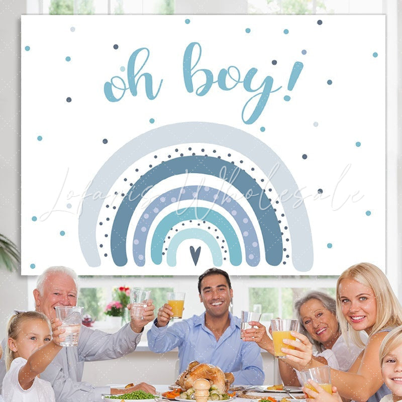 Lofaris Oh Boy Blue Rainbow Baby Shower Backdrop For Party