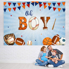 Lofaris Oh Boy Flags And Baseball Themed Baby Shower Backdrop