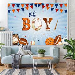 Lofaris Oh Boy Flags And Baseball Themed Baby Shower Backdrop