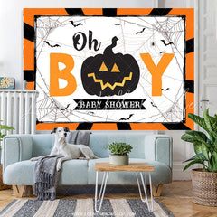 Lofaris Oh Boy Halloween Pumpkin Theme Baby Shower Backdrop
